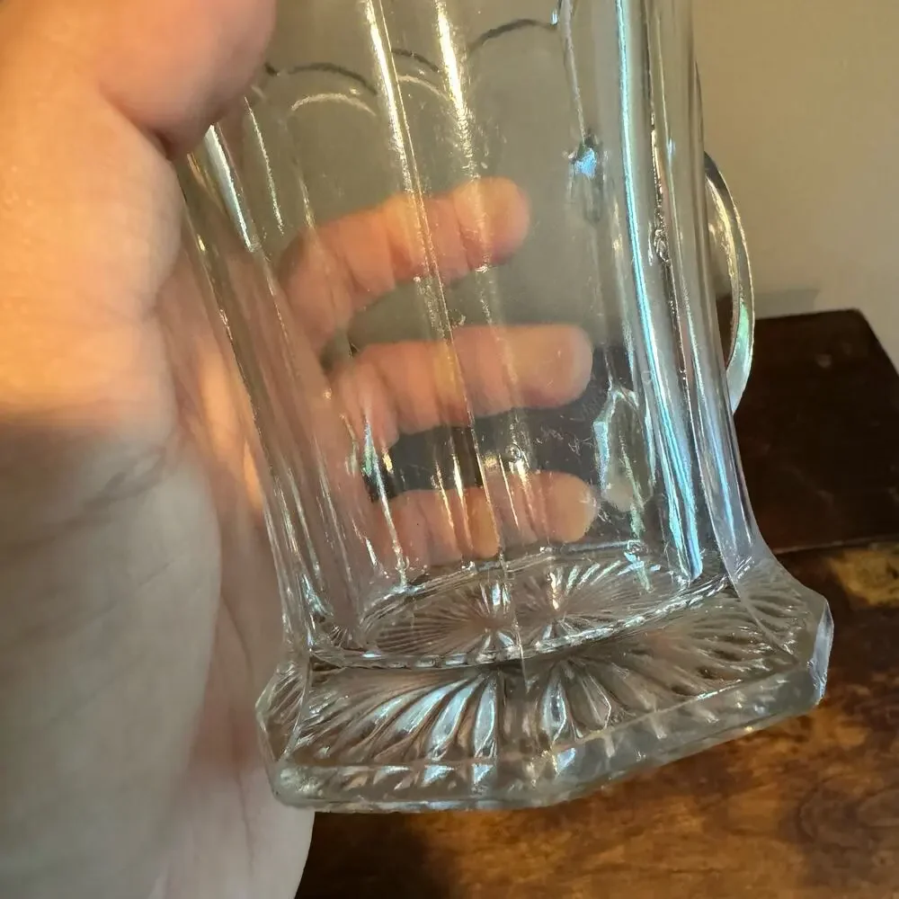 Bryce Vintage Pressed Glass faceted‎ Paneled small pitcher creamer & handle